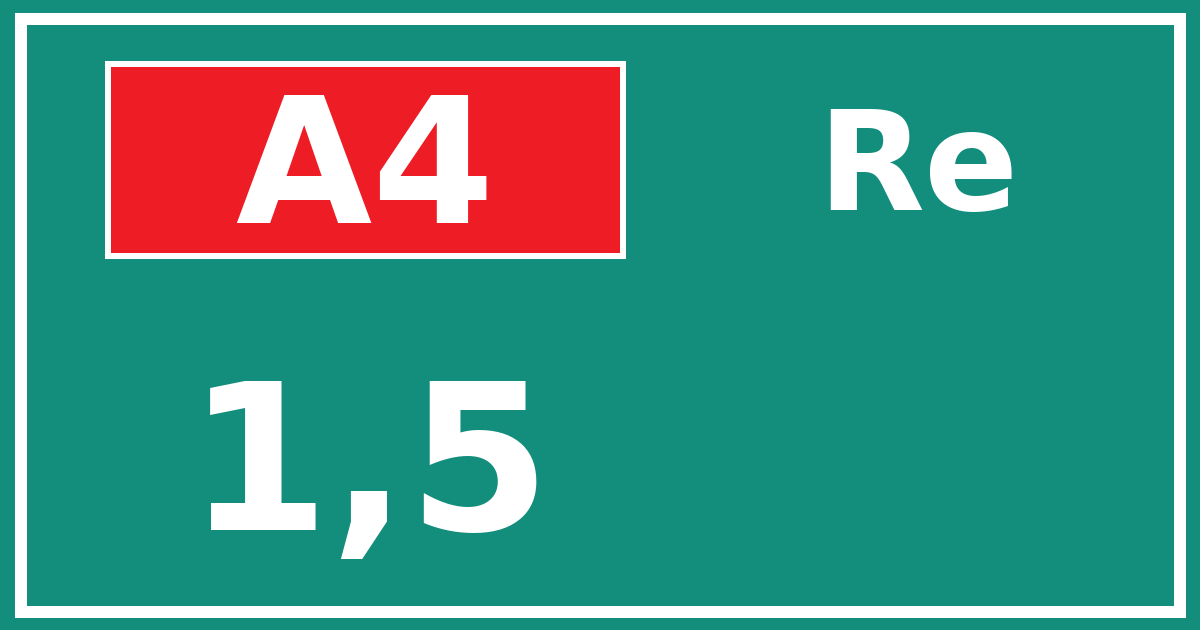 Hectometerbord A4 1,5 zijde Re