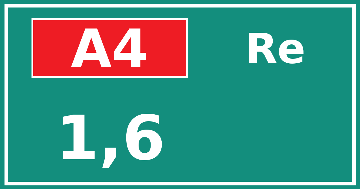 Hectometerbord A4 1,6 zijde Re