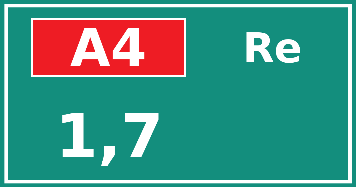 Hectometerbord A4 1,7 zijde Re
