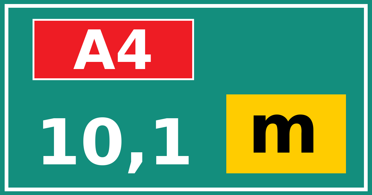 Hectometerbord A4 10,1 letter m