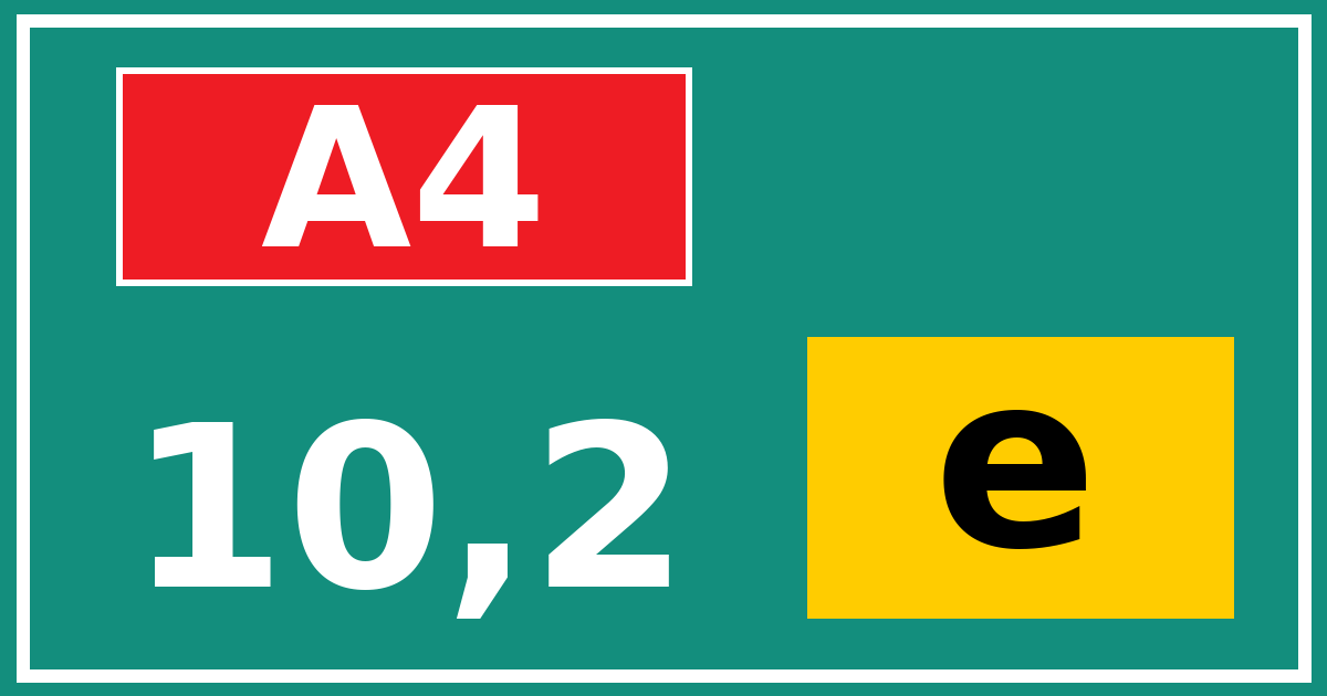 Hectometerbord A4 10,2 letter e