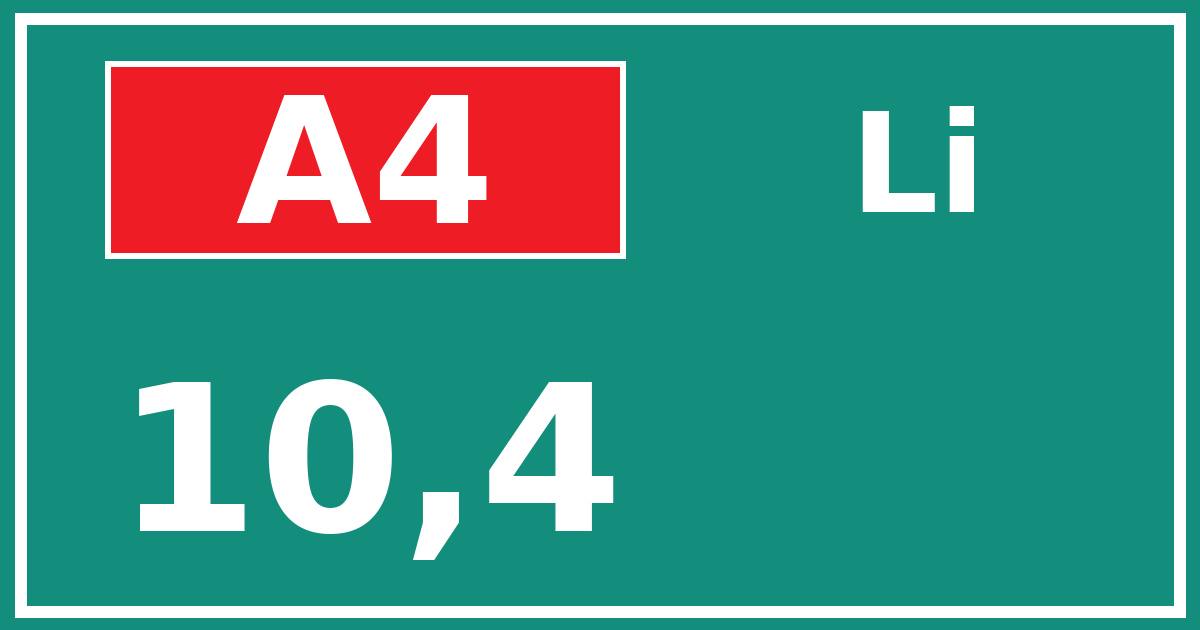 Hectometerbord A4 10,4 zijde Li