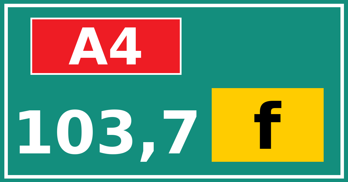 Hectometerbord A4 103,7 letter f
