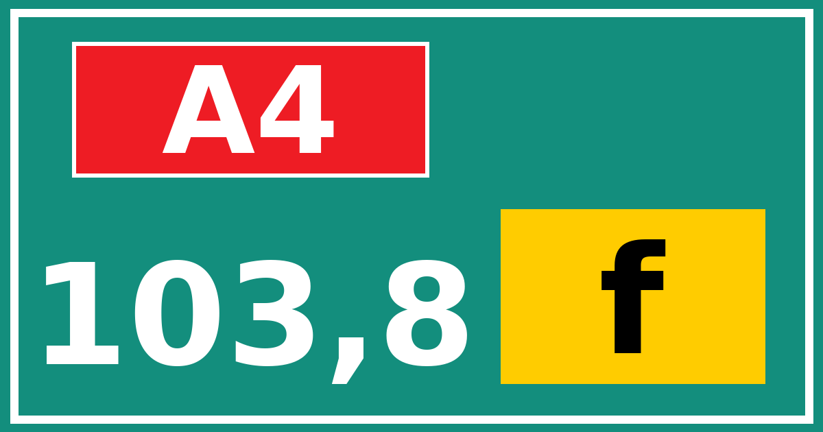 Hectometerbord A4 103,8 letter f