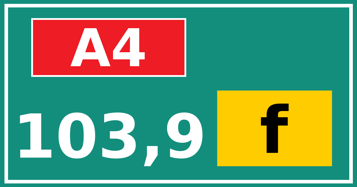 Hectometerbord A4 103,9 letter f