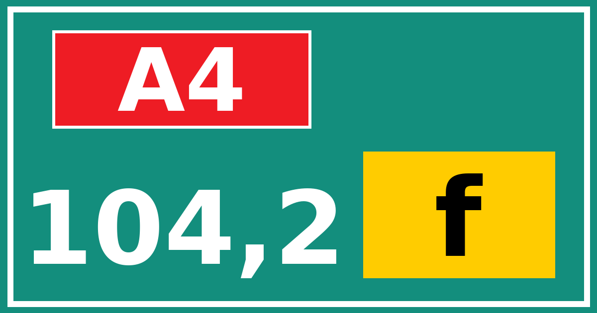 Hectometerbord A4 104,2 letter f