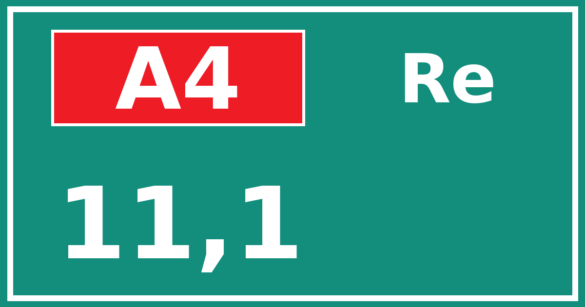 Hectometerbord A4 11,1 zijde Re