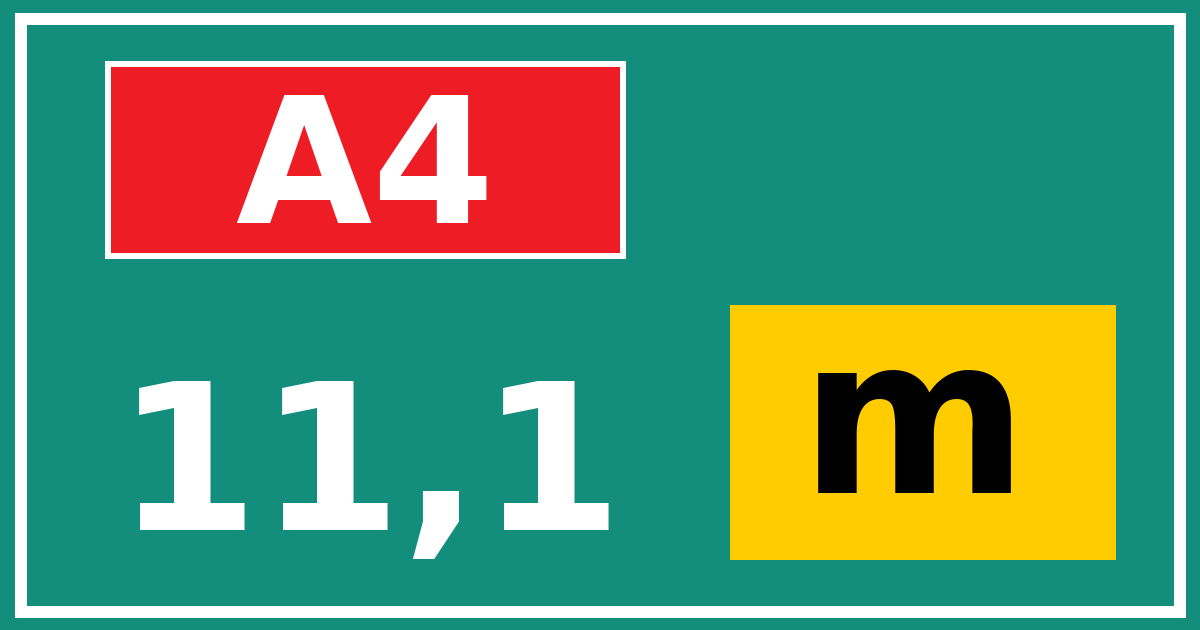 Hectometerbord A4 11,1 letter m