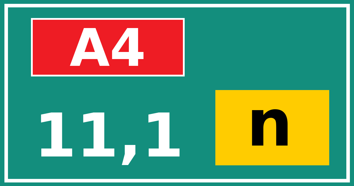 Hectometerbord A4 11,1 letter n