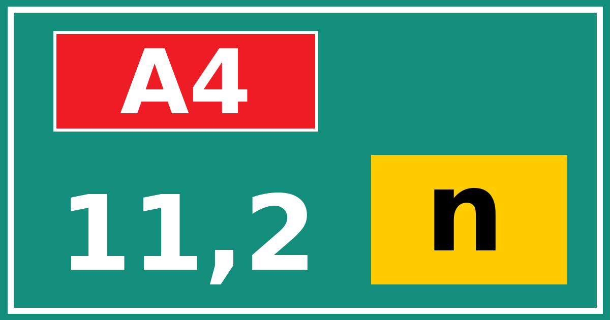 Hectometerbord A4 11,2 letter n