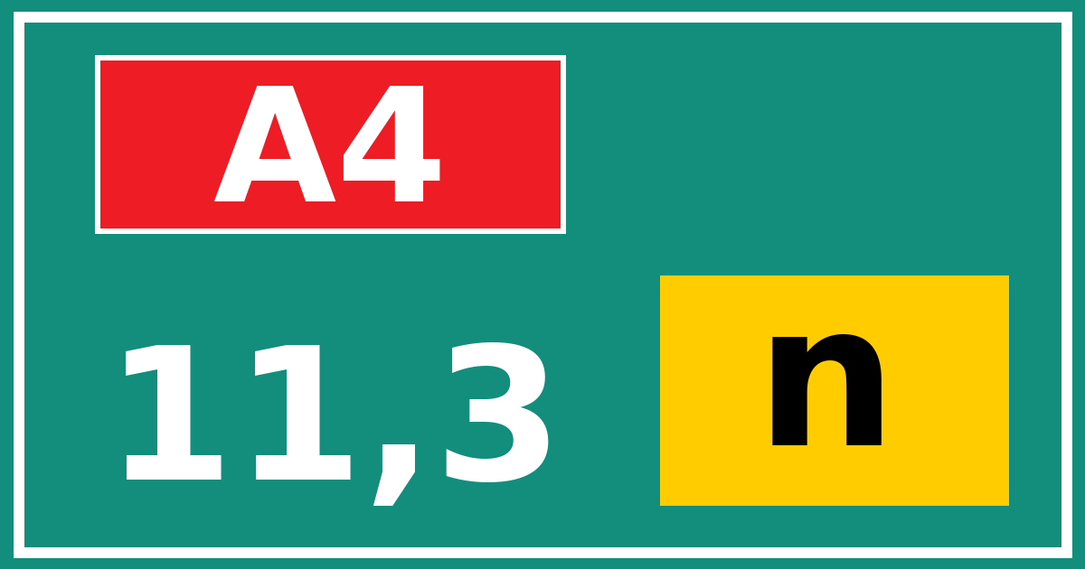 Hectometerbord A4 11,3 letter n