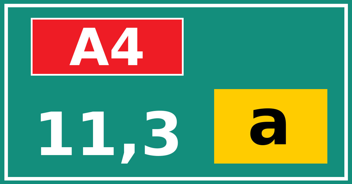 Hectometerbord A4 11,3 letter a