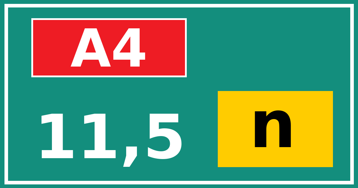 Hectometerbord A4 11,5 letter n