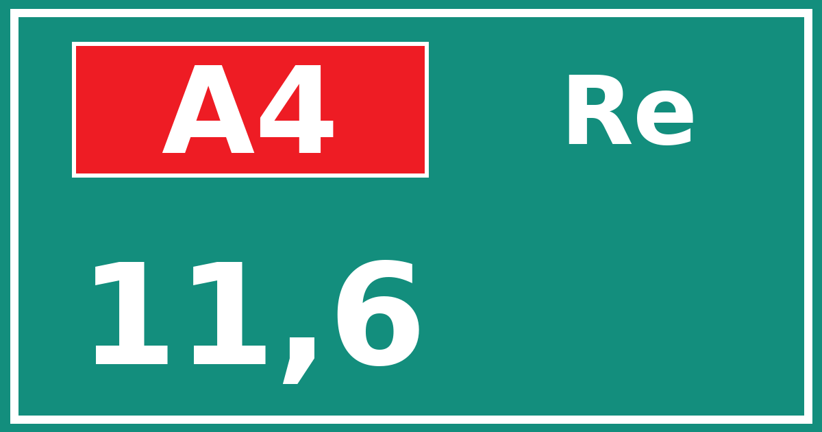 Hectometerbord A4 11,6 zijde Re