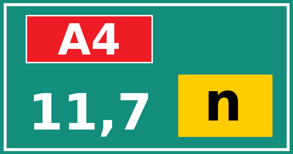Hectometerbord A4 11,7 letter n