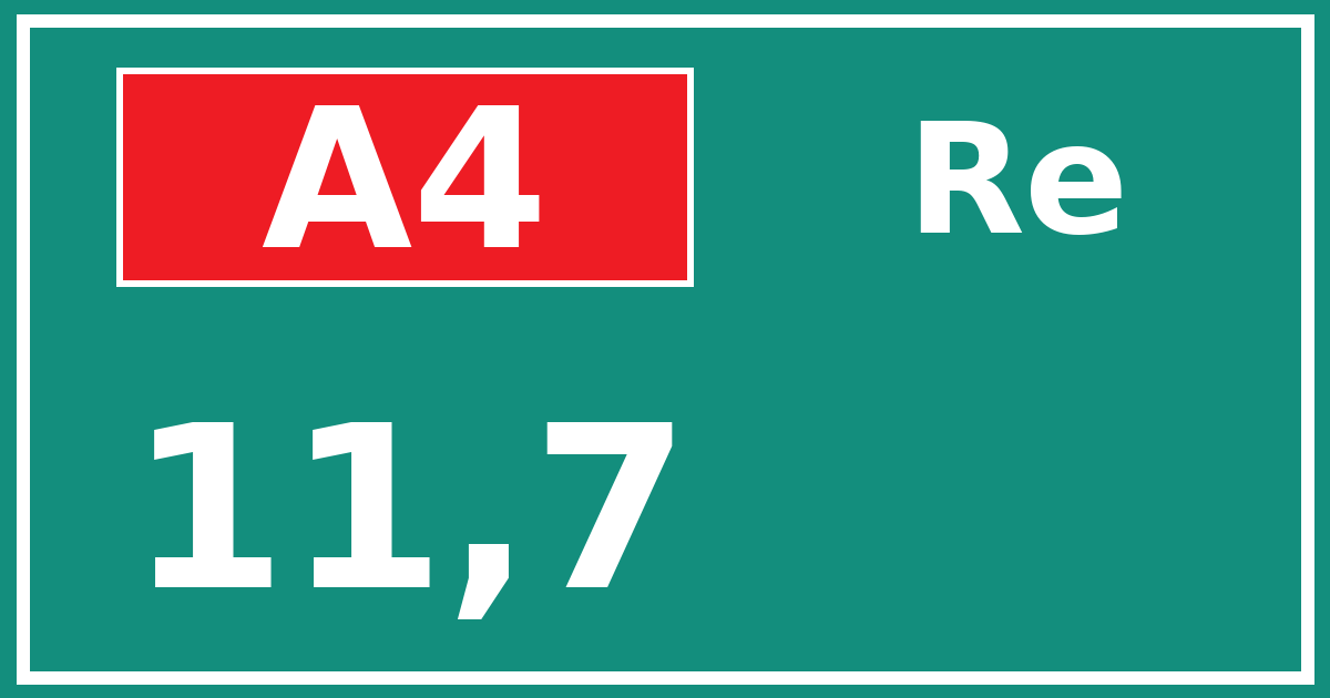 Hectometerbord A4 11,7 zijde Re