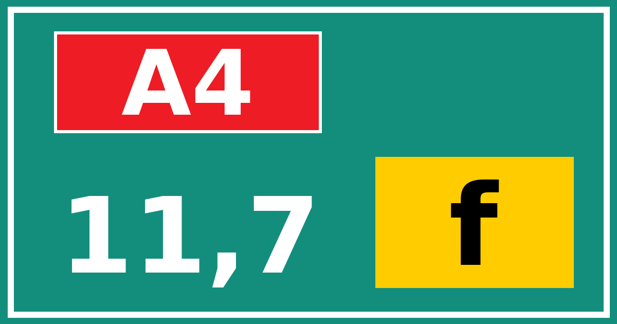 Hectometerbord A4 11,7 letter f