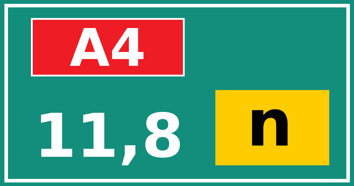 Hectometerbord A4 11,8 letter n