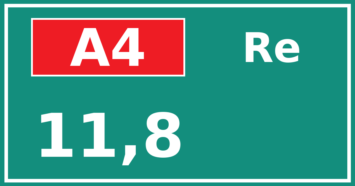 Hectometerbord A4 11,8 zijde Re
