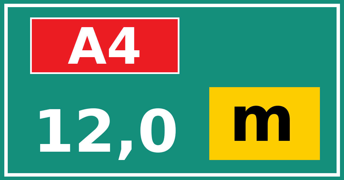 Hectometerbord A4 12,0 letter m