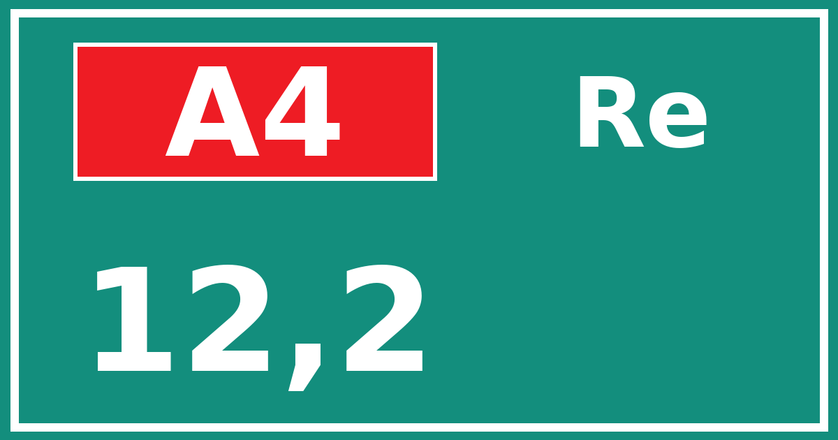 Hectometerbord A4 12,2 zijde Re
