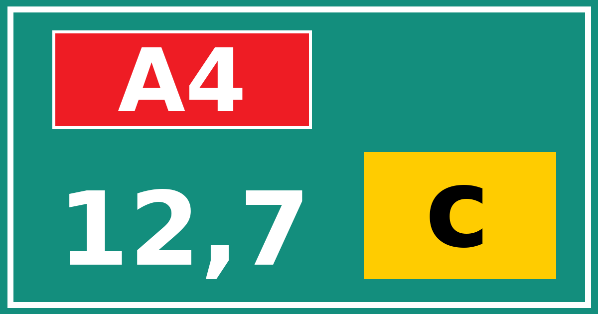 Hectometerbord A4 12,7 letter c