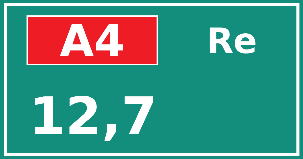 Hectometerbord A4 12,7 zijde Re