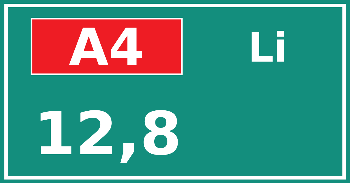 Hectometerbord A4 12,8 zijde Li