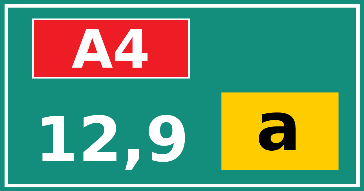 Hectometerbord A4 12,9 letter a