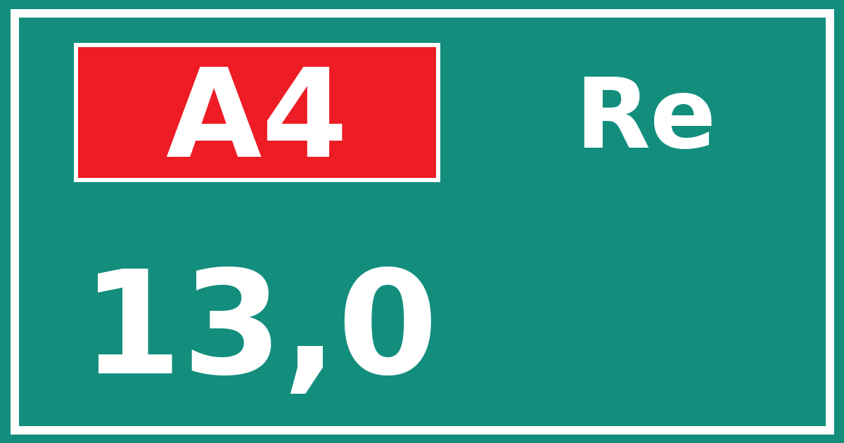 Hectometerbord A4 13,0 zijde Re