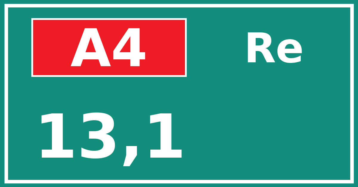 Hectometerbord A4 13,1 zijde Re