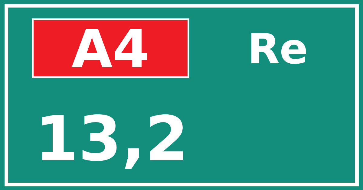 Hectometerbord A4 13,2 zijde Re