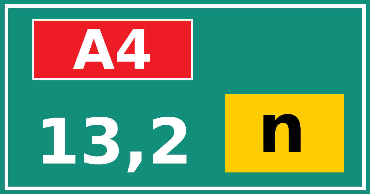 Hectometerbord A4 13,2 letter n