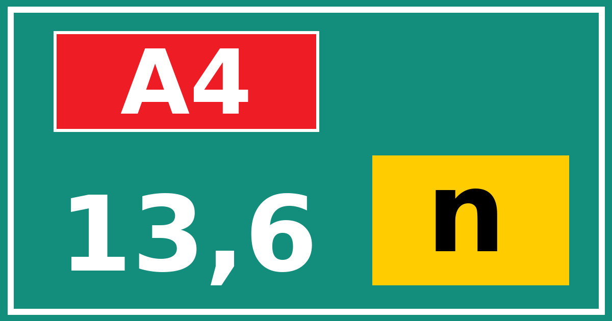 Hectometerbord A4 13,6 letter n