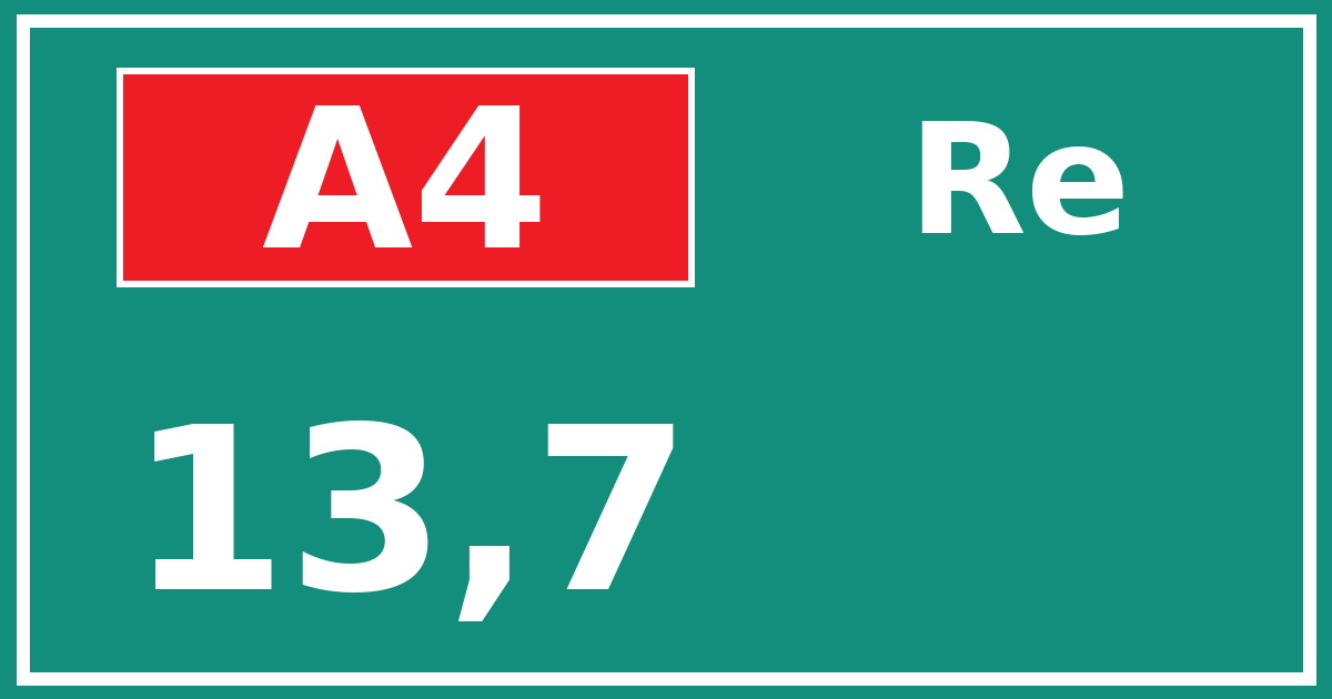 Hectometerbord A4 13,7 zijde Re