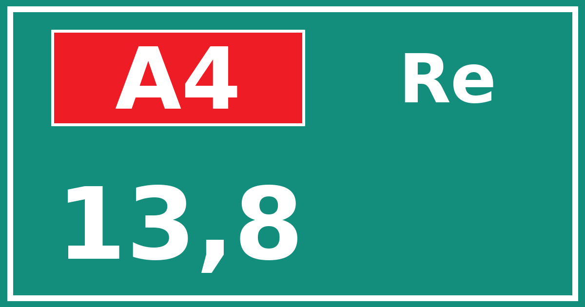 Hectometerbord A4 13,8 zijde Re