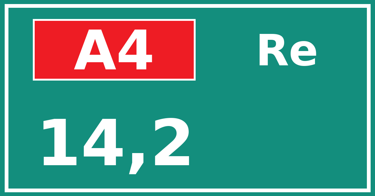 Hectometerbord A4 14,2 zijde Re