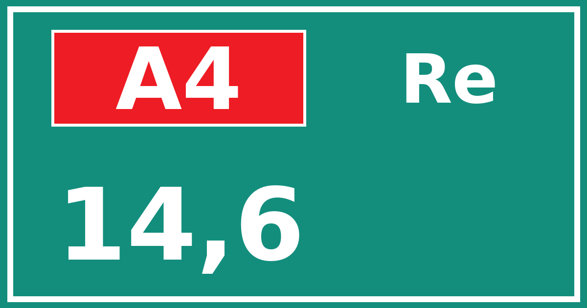 Hectometerbord A4 14,6 zijde Re