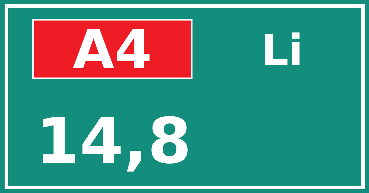 Hectometerbord A4 14,8 zijde Li