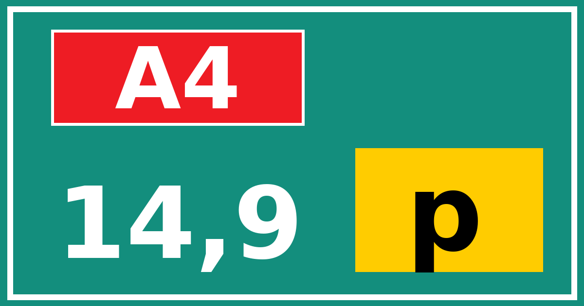 Hectometerbord A4 14,9 letter p
