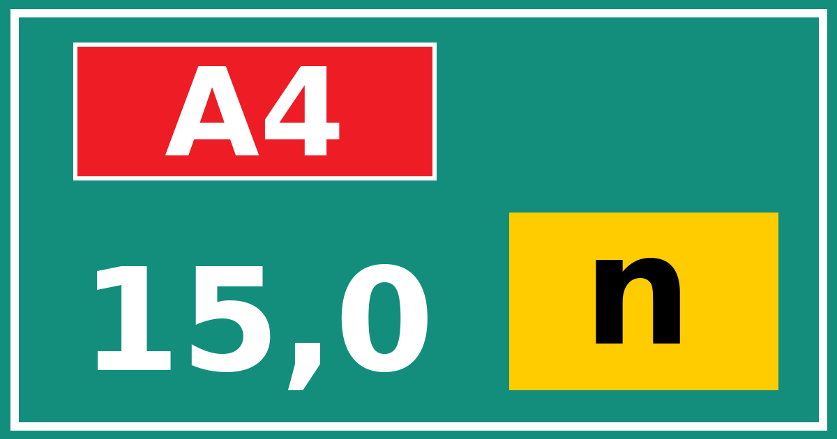 Hectometerbord A4 15,0 letter n