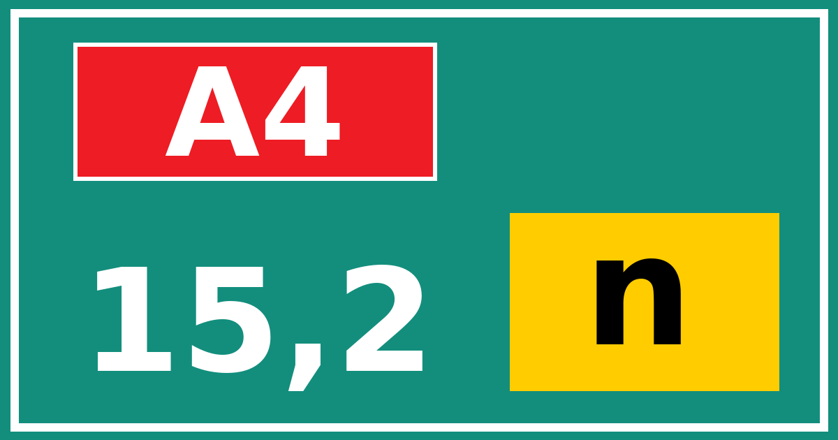 Hectometerbord A4 15,2 letter n