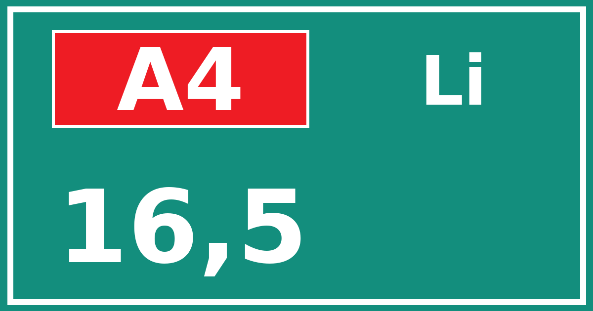Hectometerbord A4 16,5 zijde Li