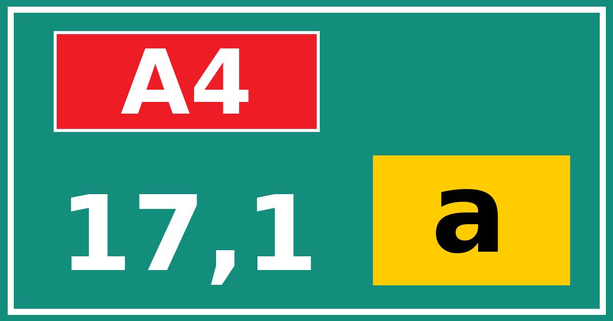 Hectometerbord A4 17,1 letter a