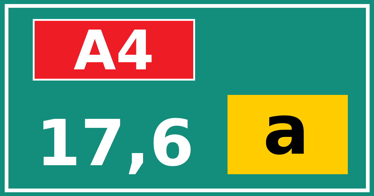 Hectometerbord A4 17,6 letter a