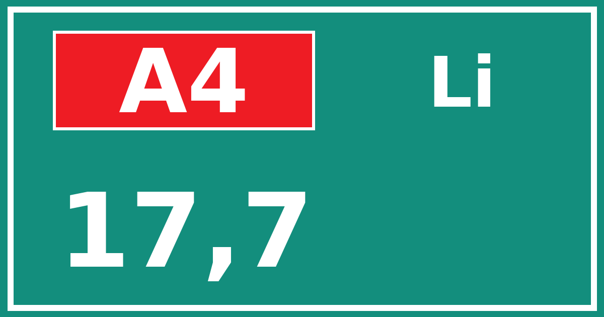 Hectometerbord A4 17,7 zijde Li