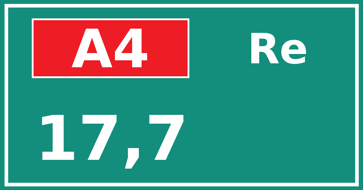 Hectometerbord A4 17,7 zijde Re
