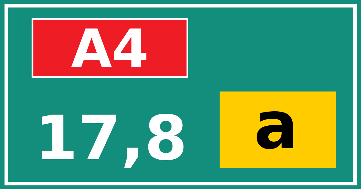 Hectometerbord A4 17,8 letter a