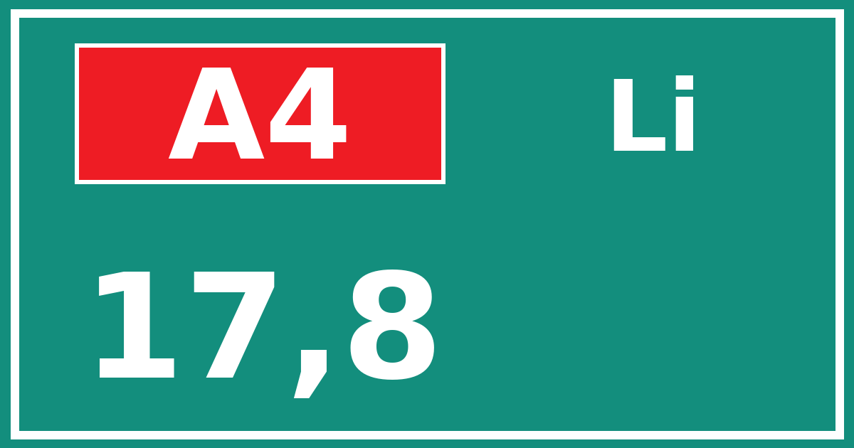 Hectometerbord A4 17,8 zijde Li
