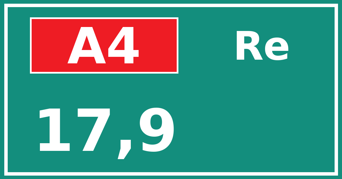 Hectometerbord A4 17,9 zijde Re